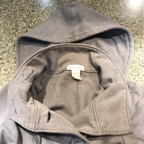 Cute grey double button hooded coat - Glimmer M - Picture 5 of 7